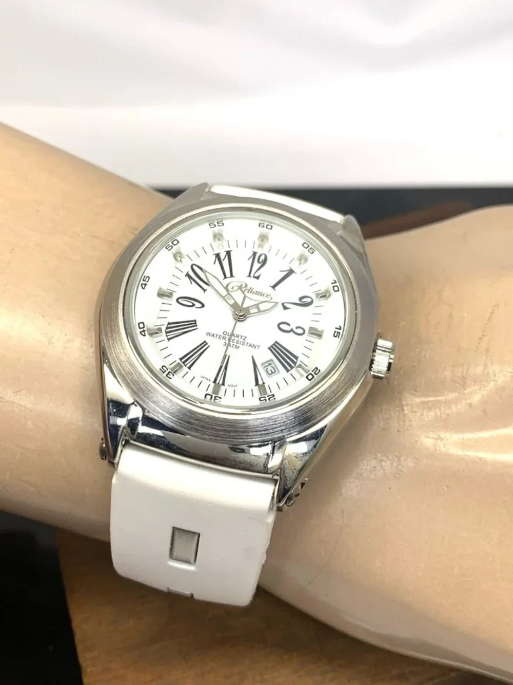 Reliance By Croton Men's Watch RE306051 Quartz White Dial Rubber Strap 42mm